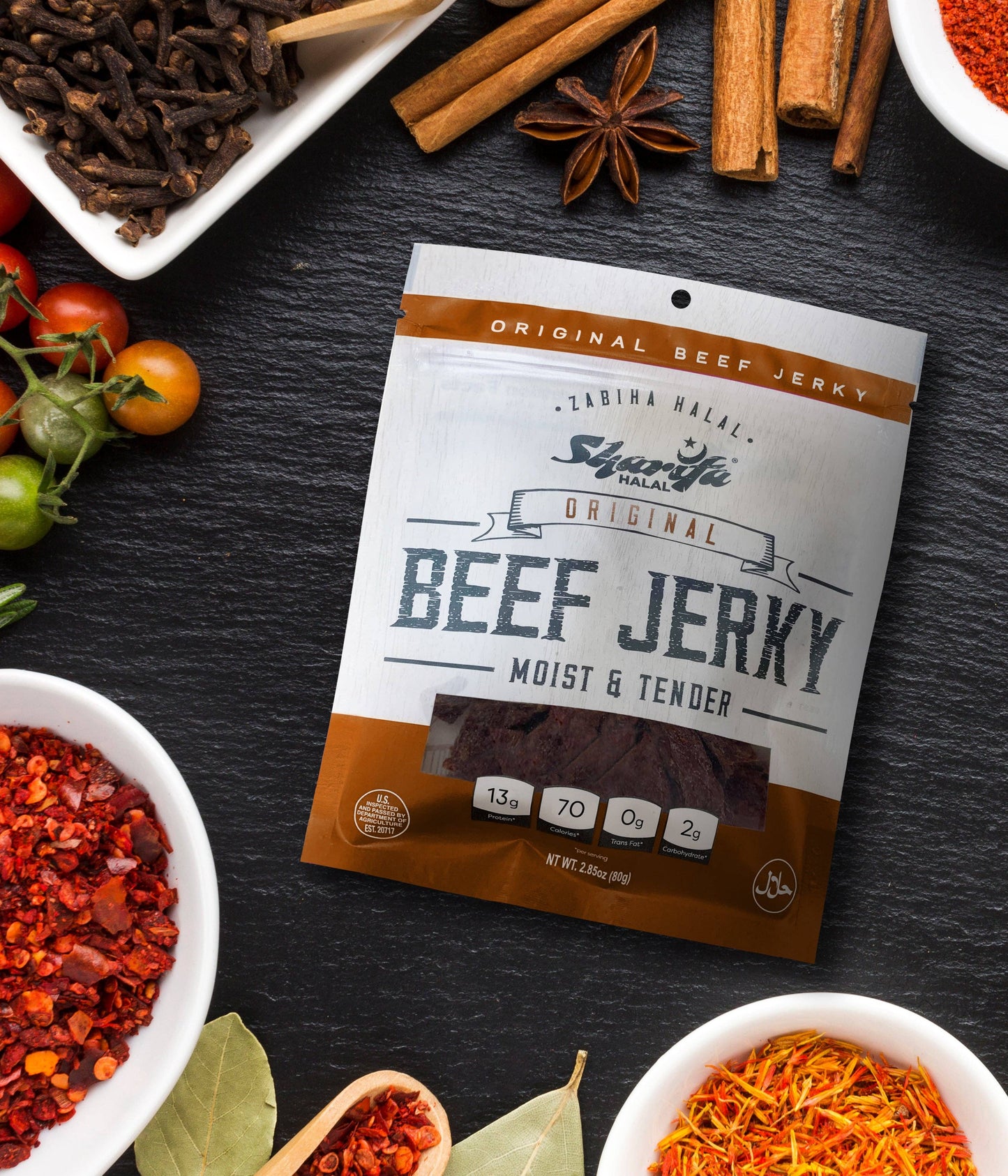Sharifa Halal Beef Jerky, Original, 2.85 oz. per bag