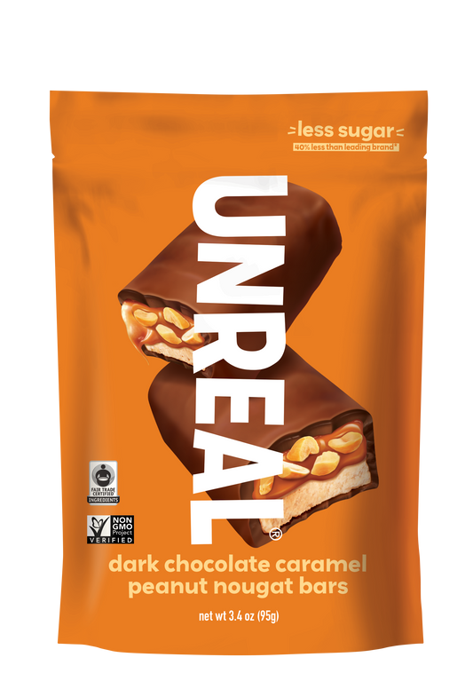 Dark Chocolate Caramel Peanut Nougat Bars 3.4 oz Bag
