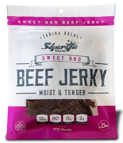 Sharifa Halal Beef Jerky, Sweet BBQ, 2.85 oz. per bag