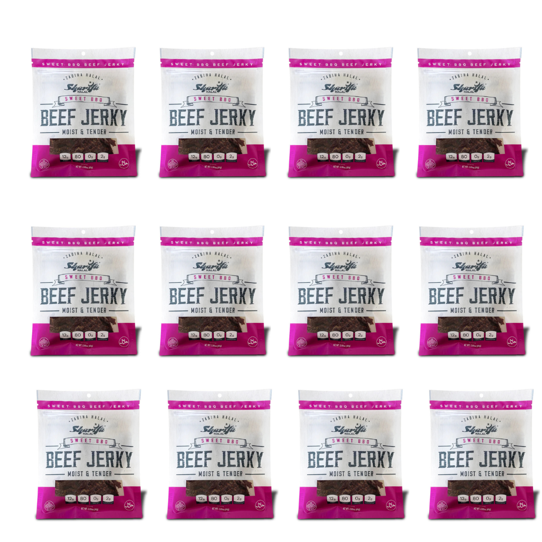 Sharifa Halal Beef Jerky, Sweet BBQ, 2.85 oz. per bag