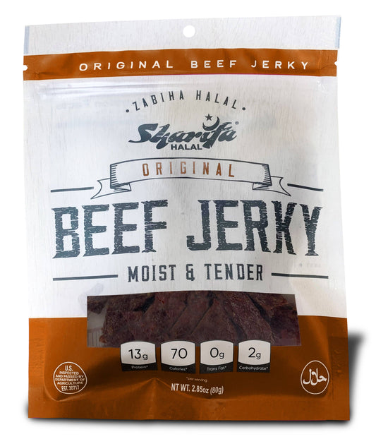 Sharifa Halal Beef Jerky, Original, 2.85 oz. per bag