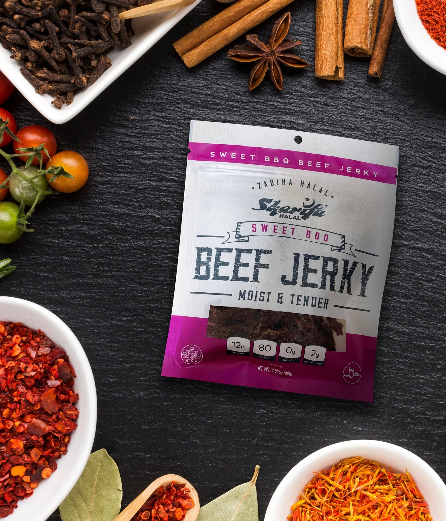 Sharifa Halal Beef Jerky, Sweet BBQ, 2.85 oz. per bag