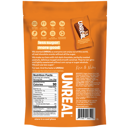Dark Chocolate Caramel Peanut Nougat Bars 3.4 oz Bag